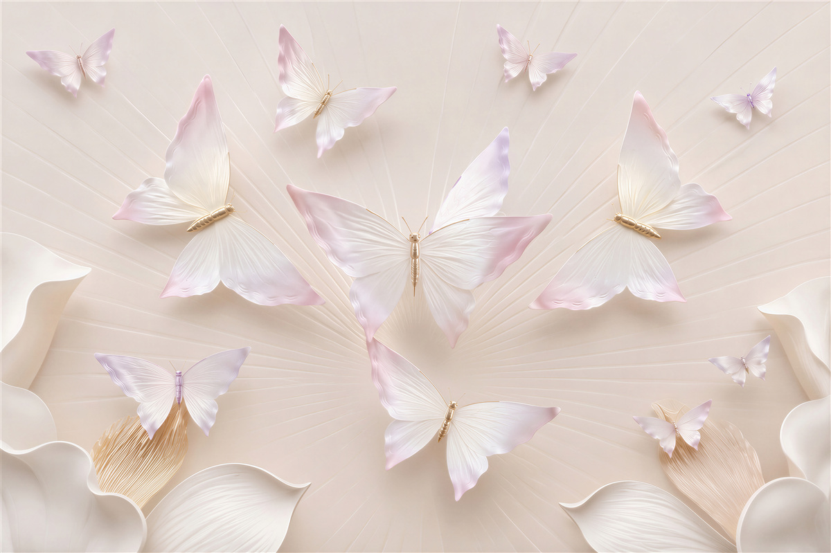 Papier peint nuée de papillons volants