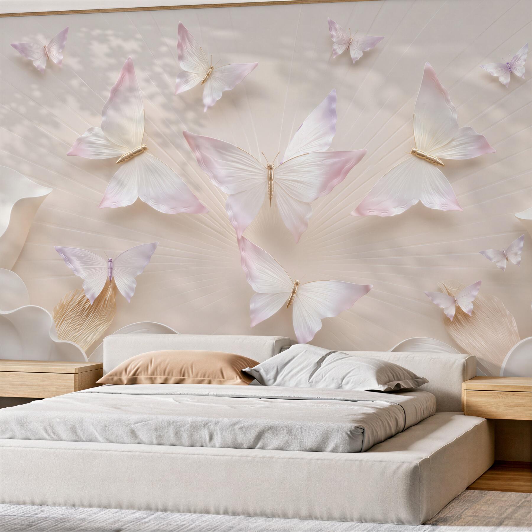 Papier peint nuée de papillons volants