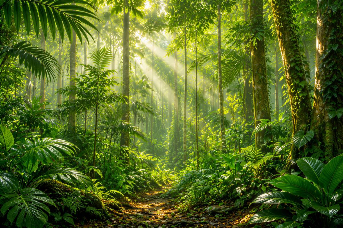 Papier peint paysage de forêts tropicales, amazonie