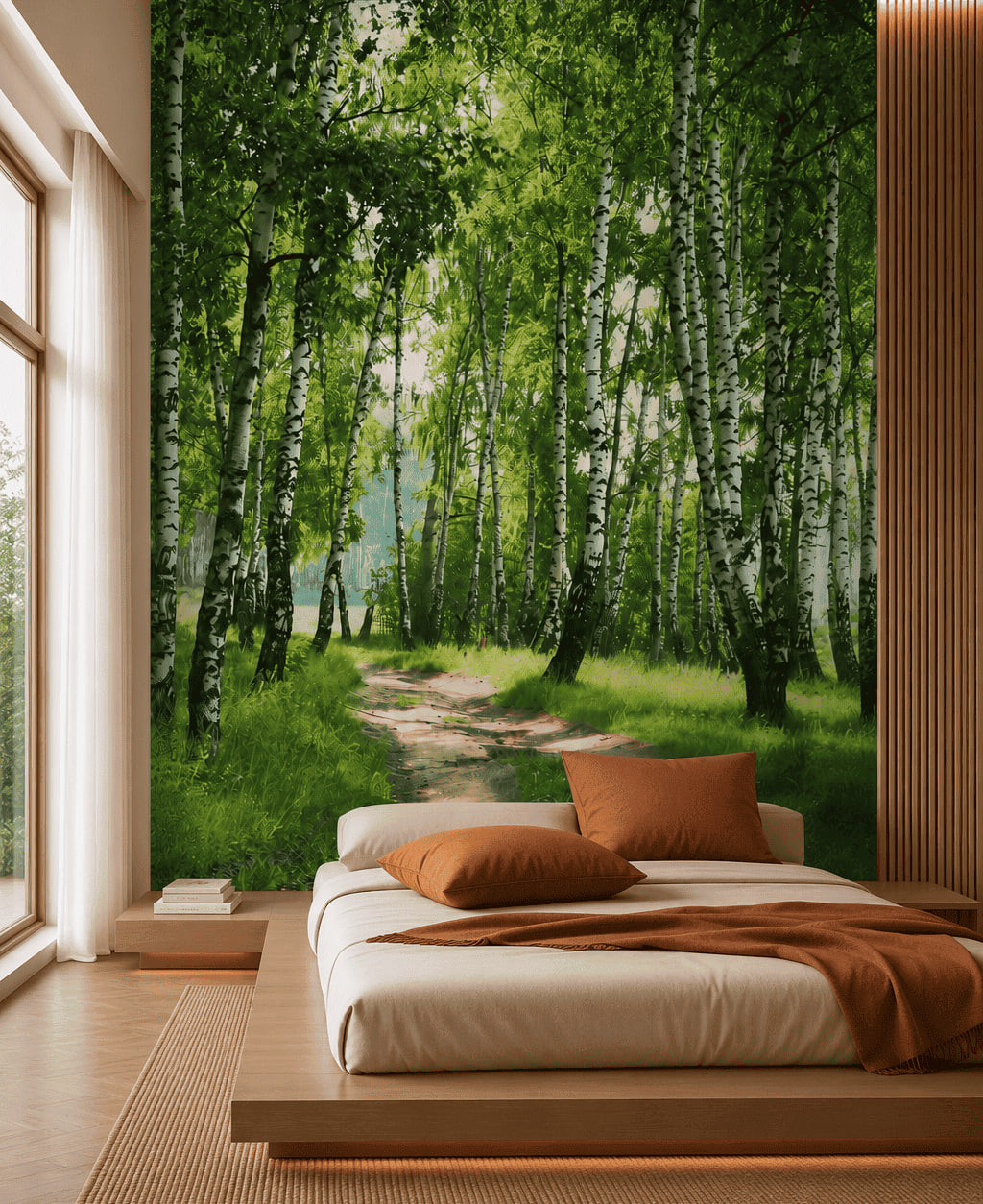 Papier peint forêt de bouleaux