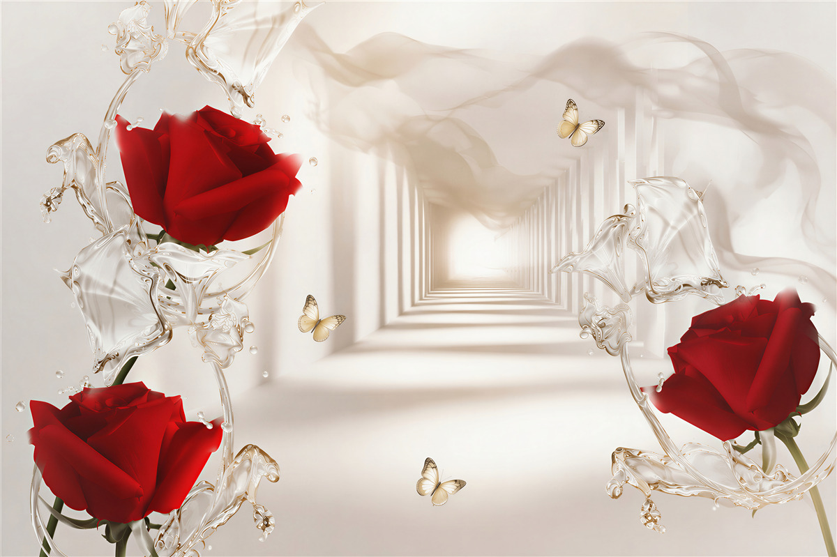 Papier peint Blanc, rouge et Tapete