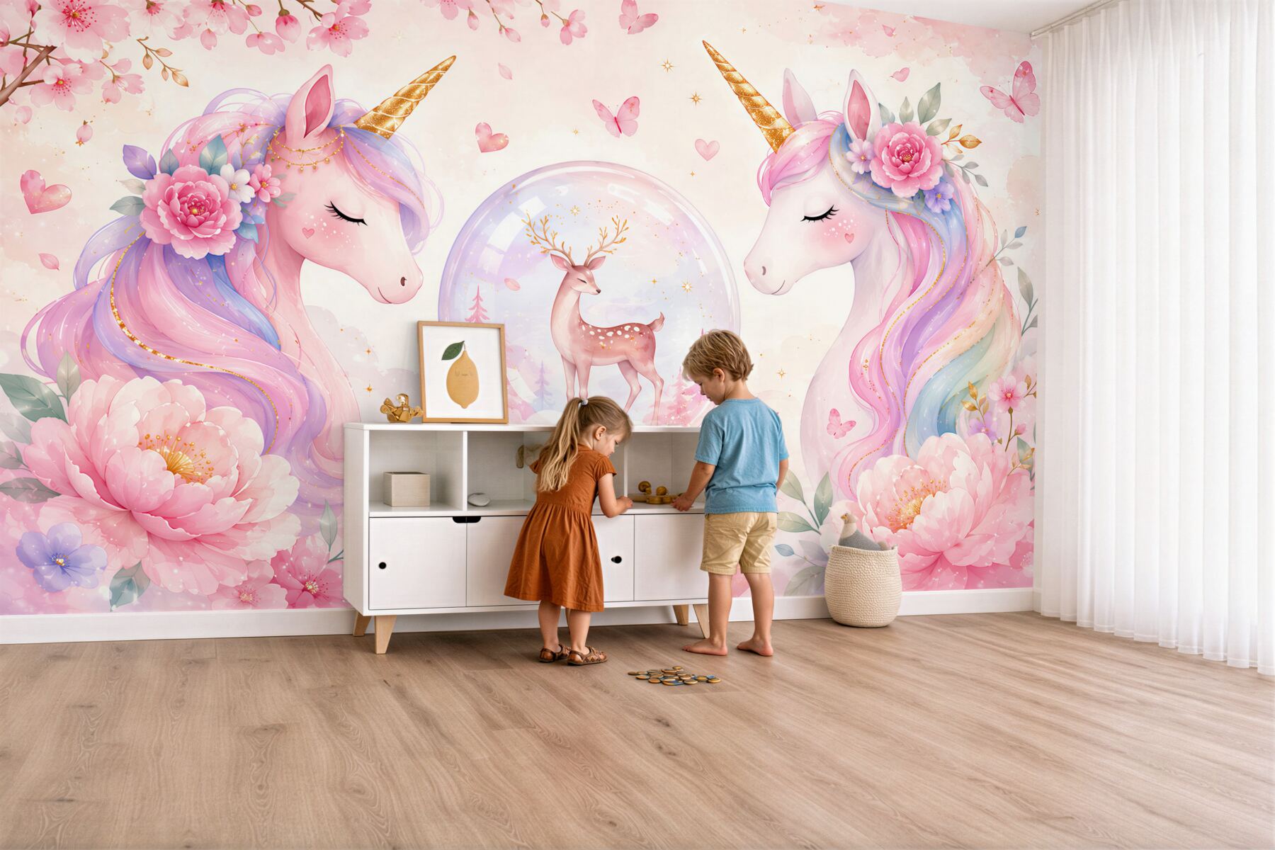Papier peint Licornes dans la chambre d'enfant