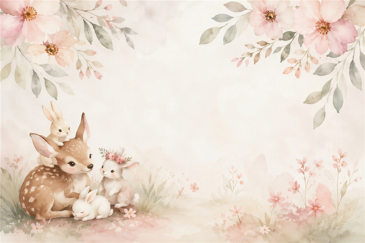 Papier peint Animaux sur fond rose