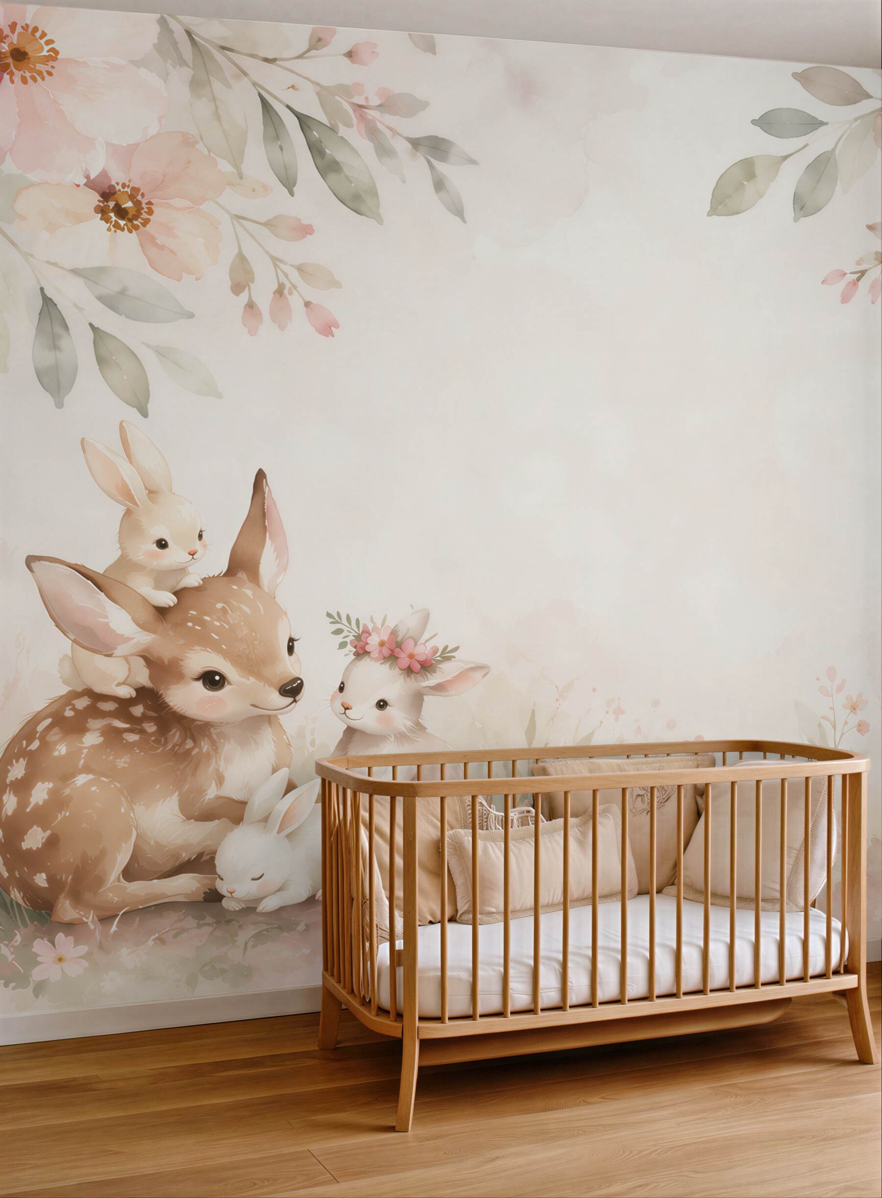 Papier peint Animaux sur fond rose
