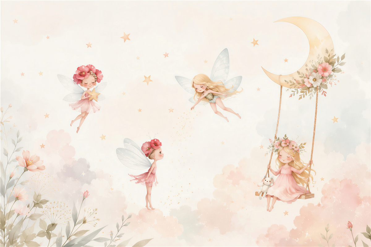 Papier peint Fées florales