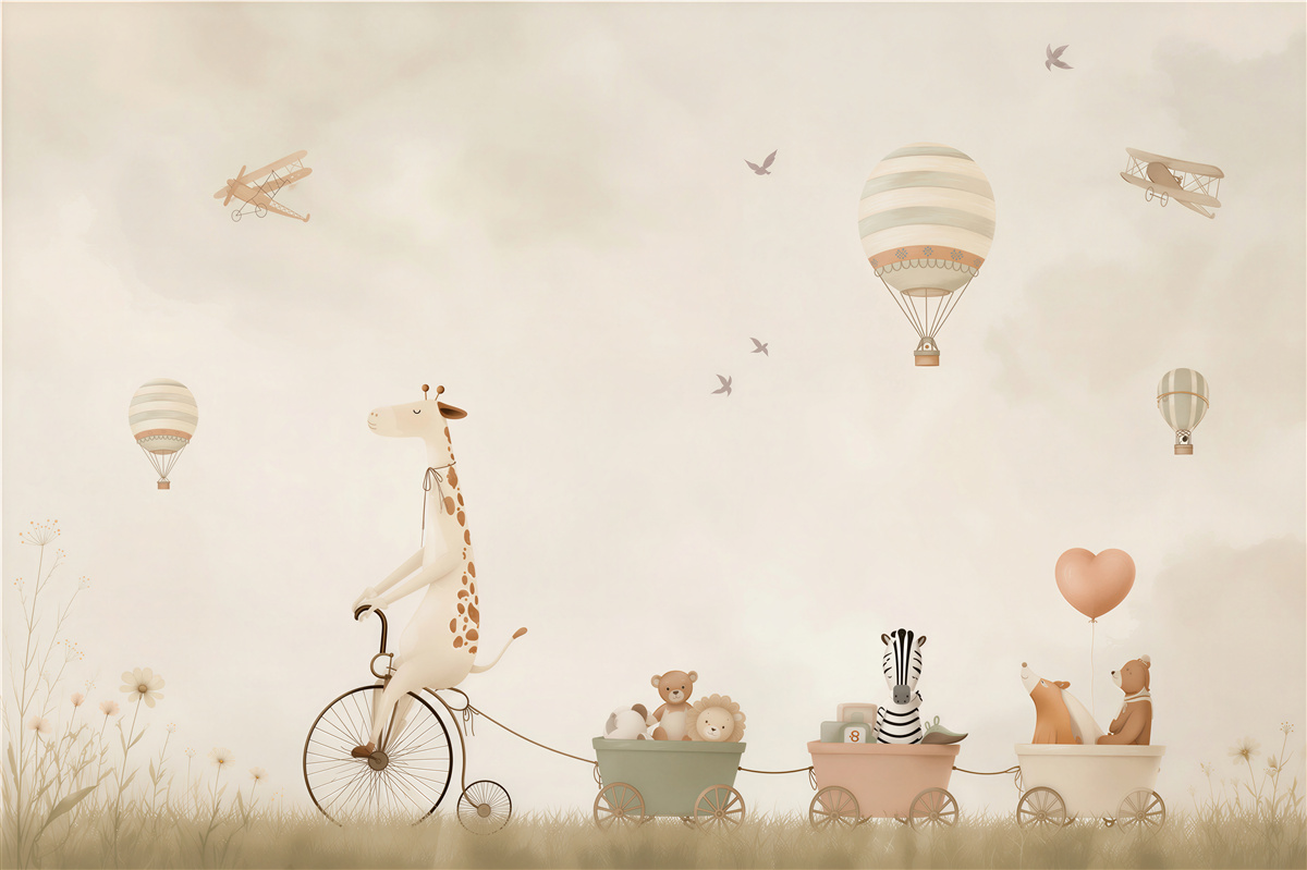 Papier peint Girafe à vélo