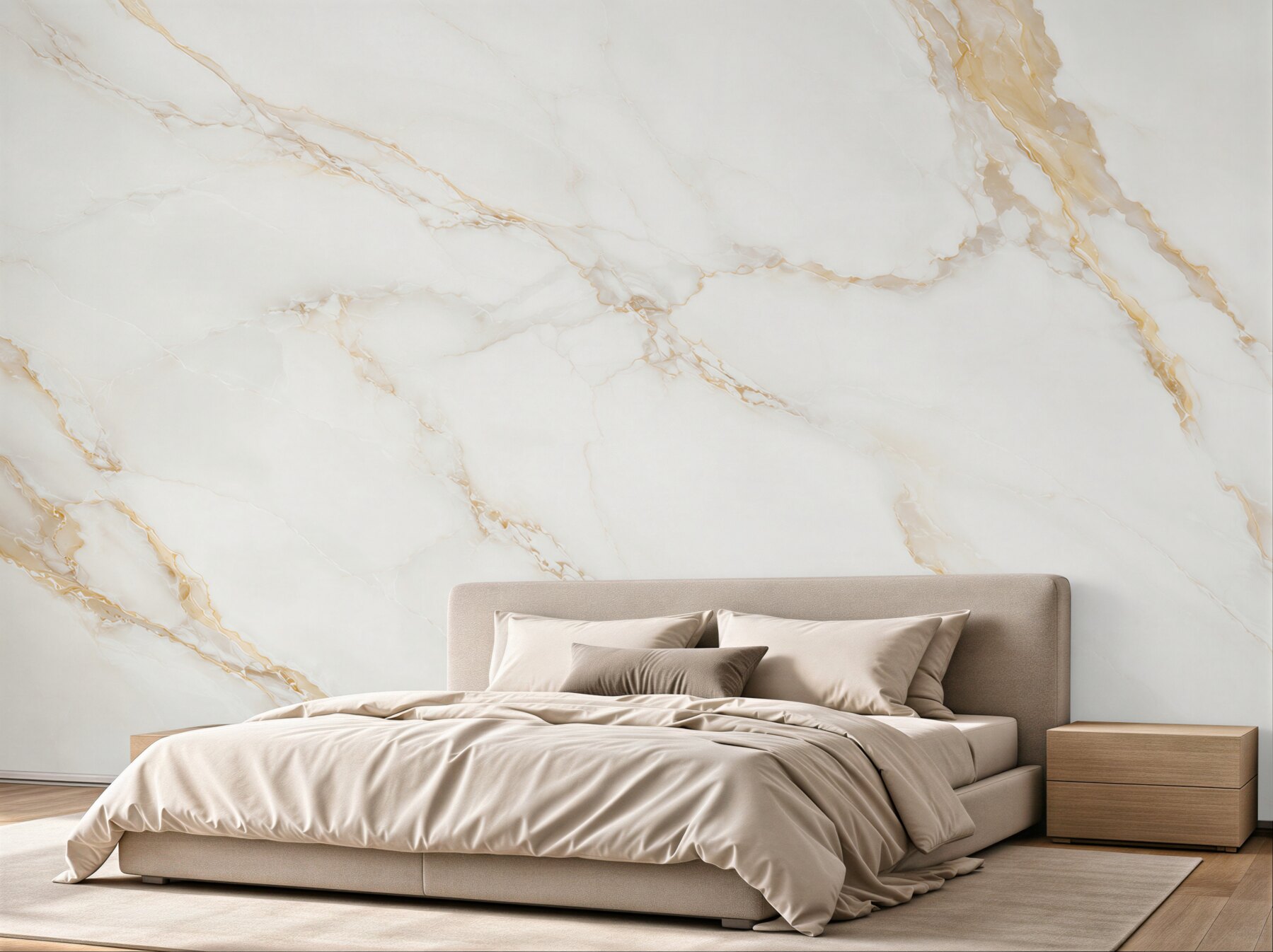 Papier peint blanc avec marbre beige