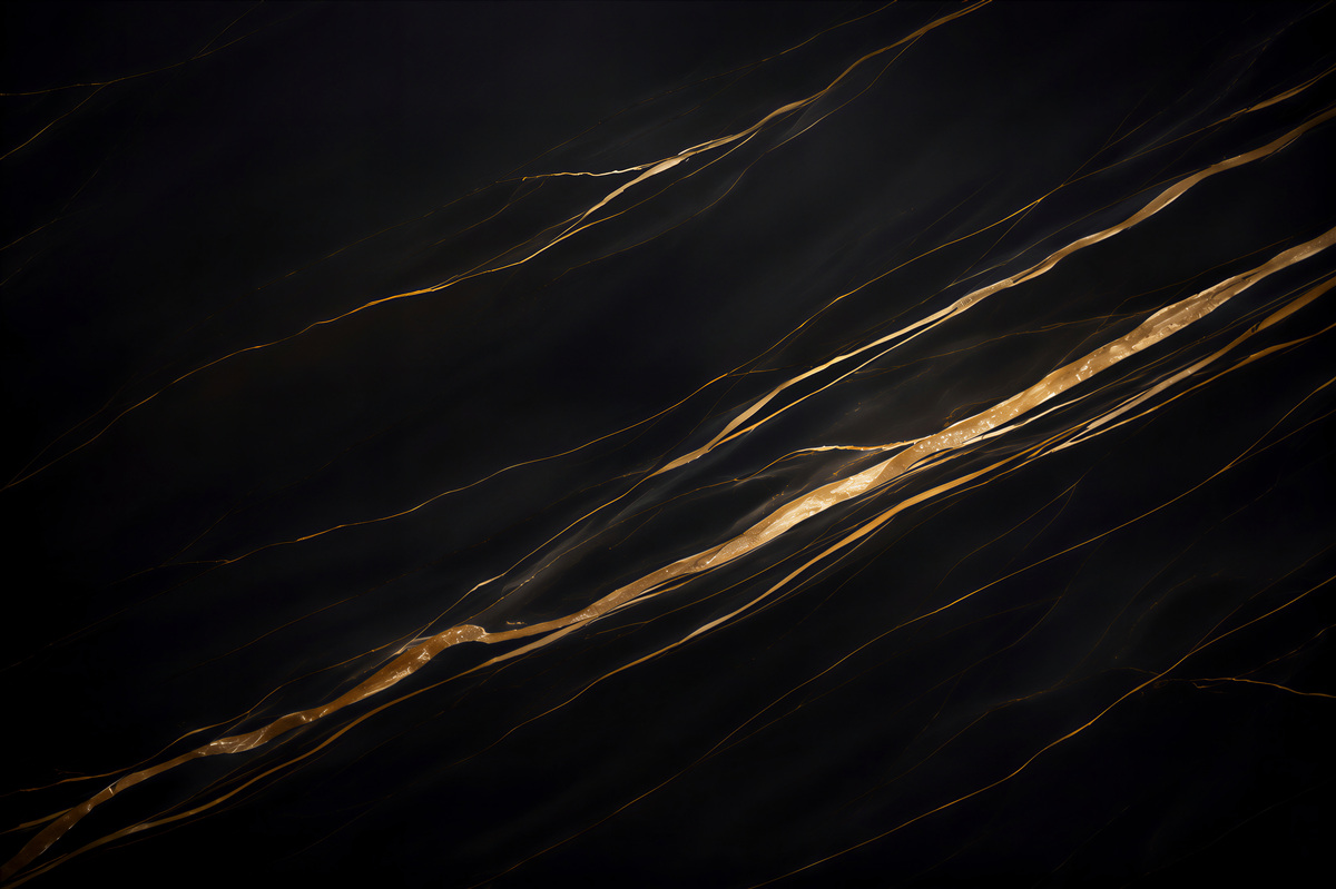 Papier peint Schwarzer Marmor mit goldenen Streifen