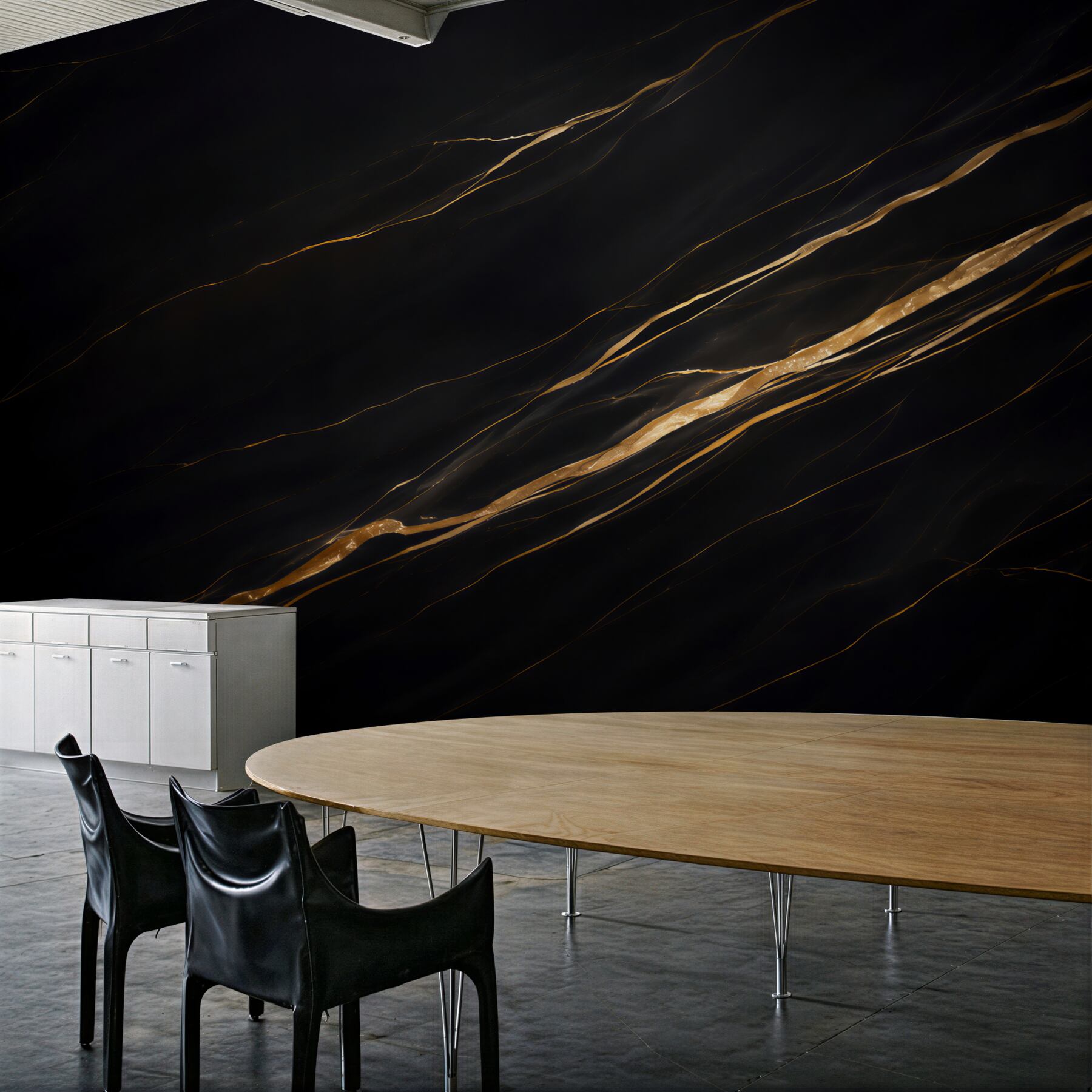 Papier peint Schwarzer Marmor mit goldenen Streifen
