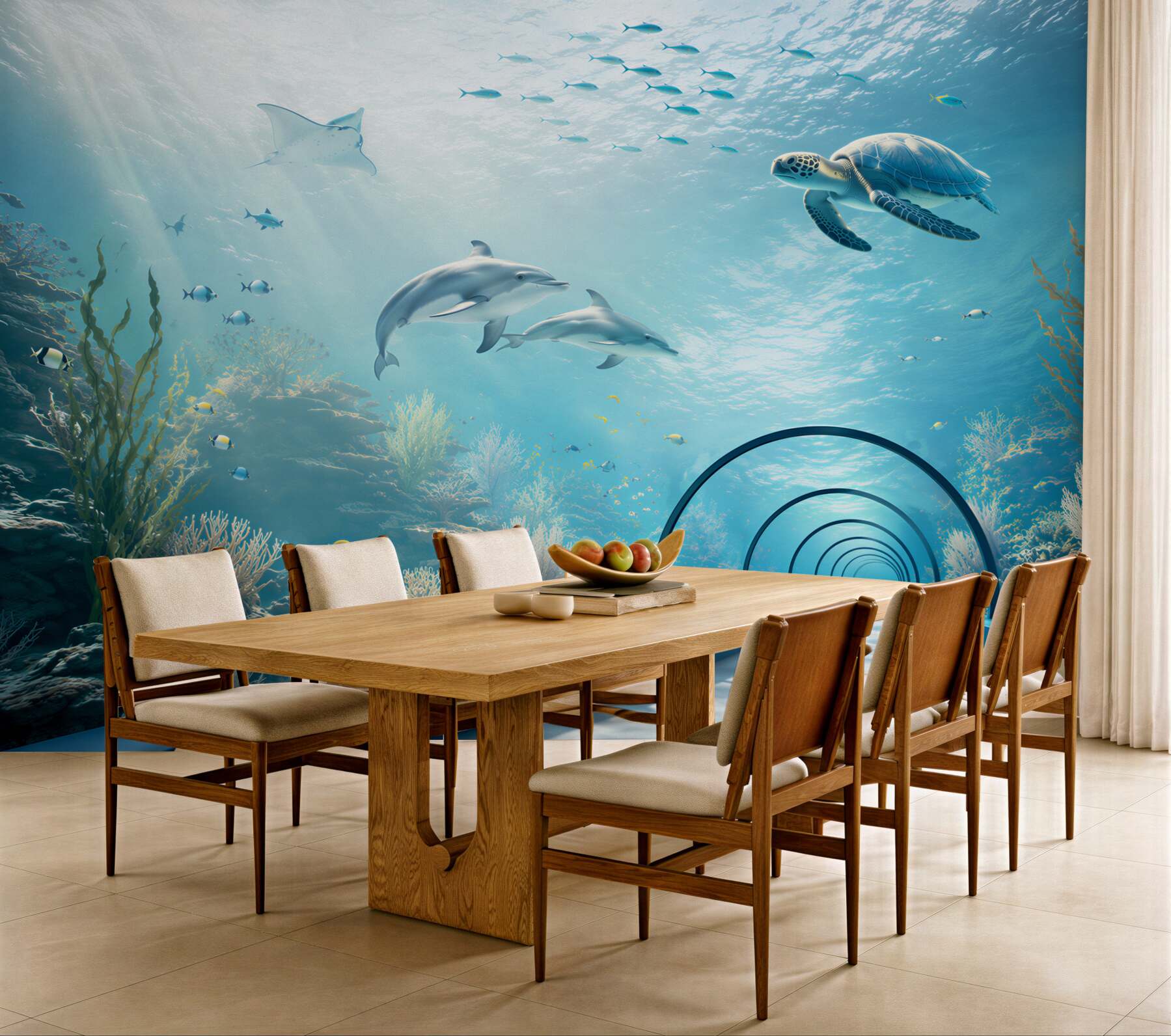 Papier peint Océanarium avec des dauphins
