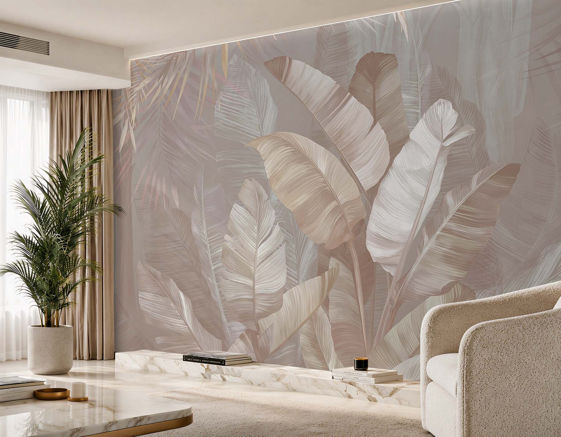 Papier peint plume, rose et tapisserie