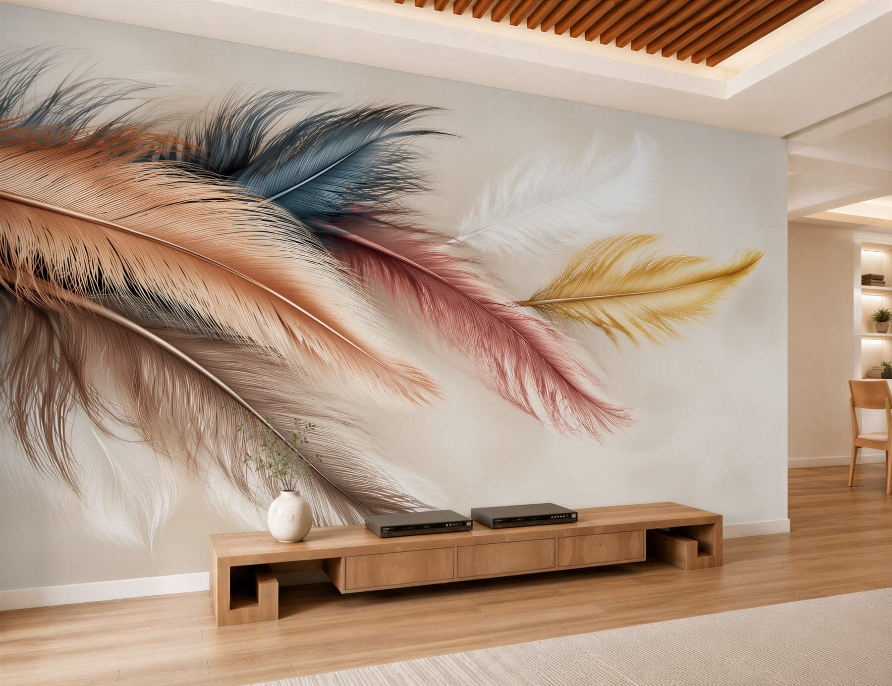 Papier peint Plume, et meubles
