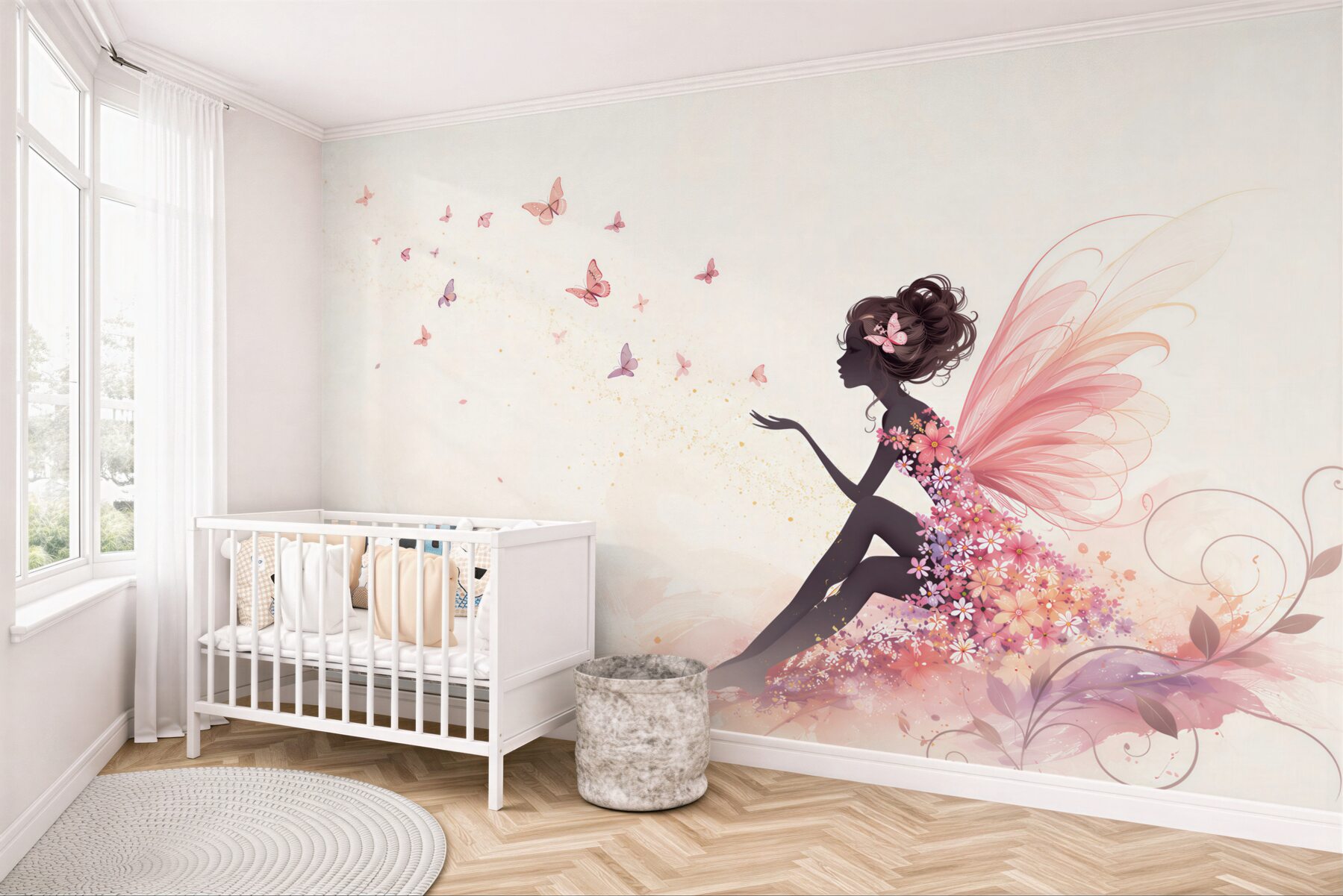 Papier peint Fille avec des papillons