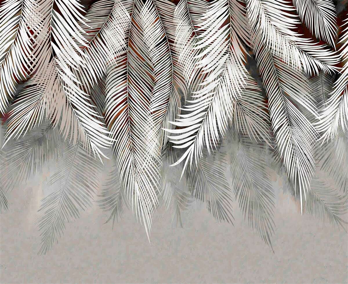 Papier peint feuilles avec teinte sombre