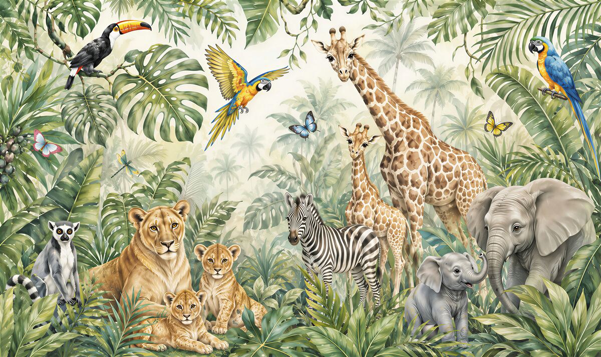 Papier peint animaux dans la jungle