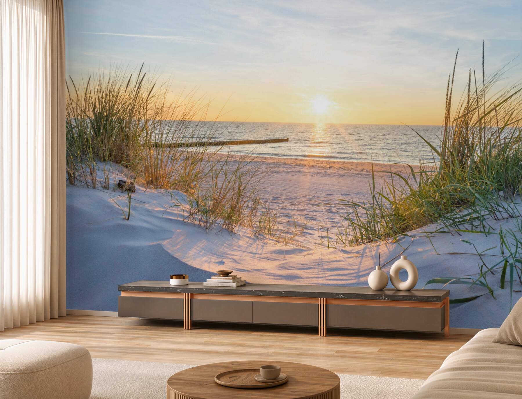 Papier peint coucher de soleil sur la plage