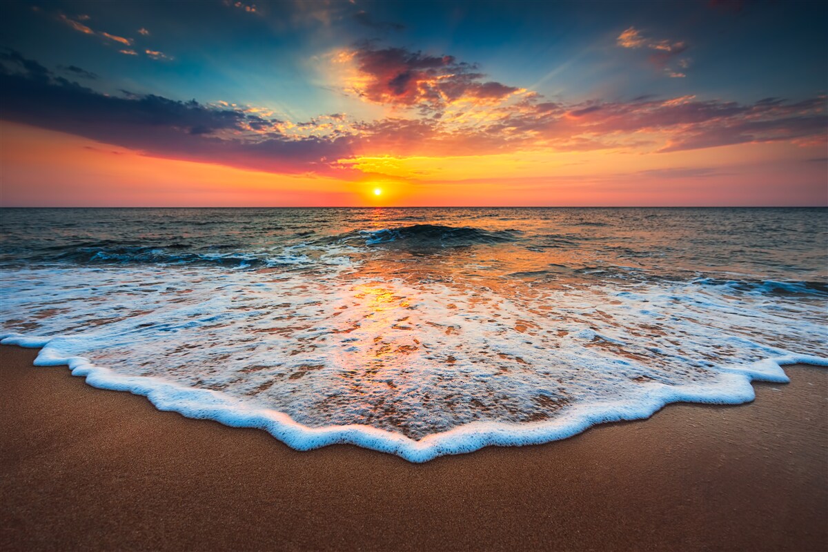 Papier peint mer coucher de soleil