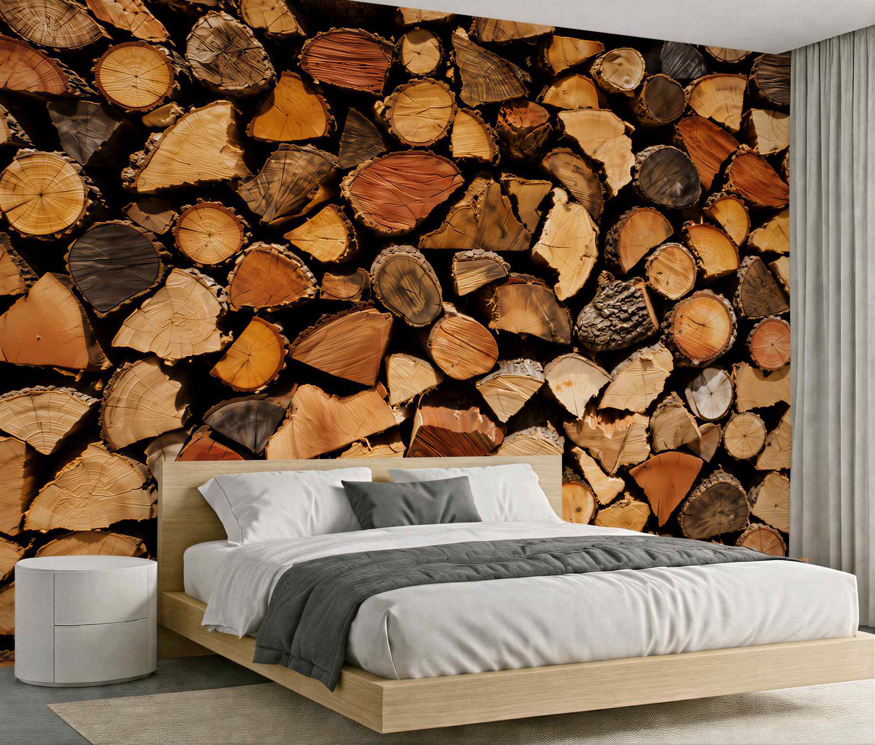 Papier peint journaux bois de chauffage
