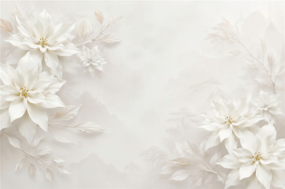 Papier peint fleurs blanches