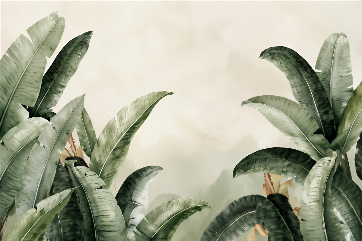 Papier peint tropiques verts