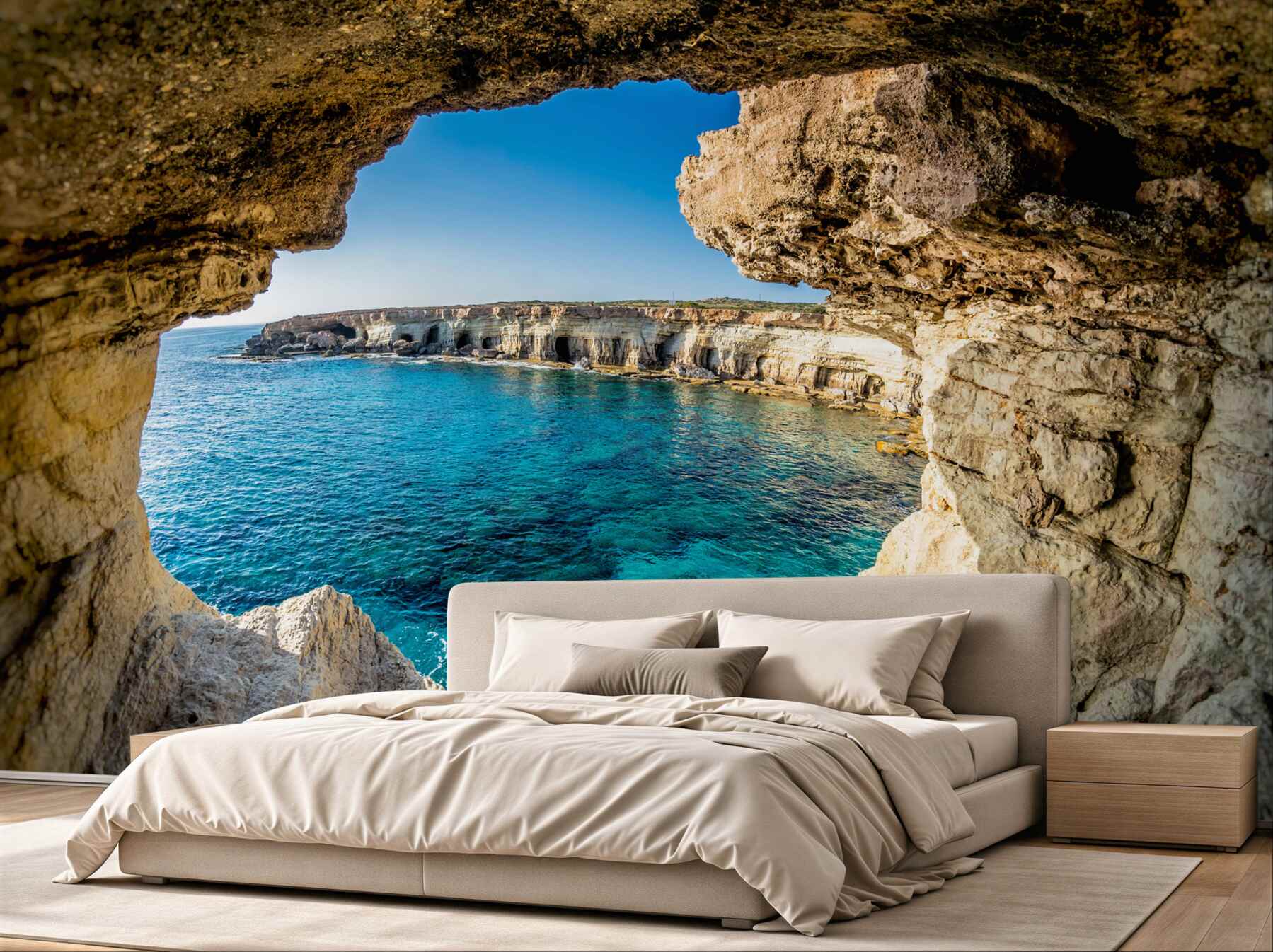 Papier peint grotte au bord de l'eau