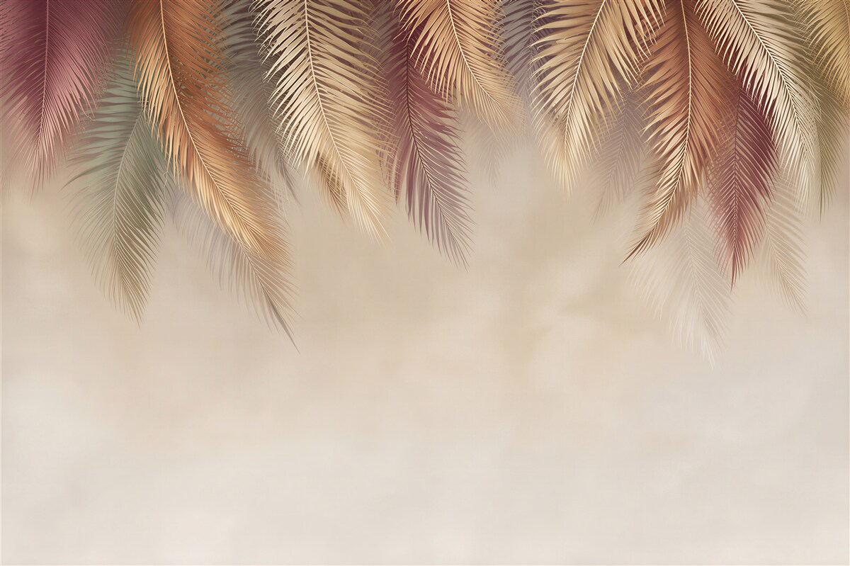 Papier peint plume rose et tapisserie
