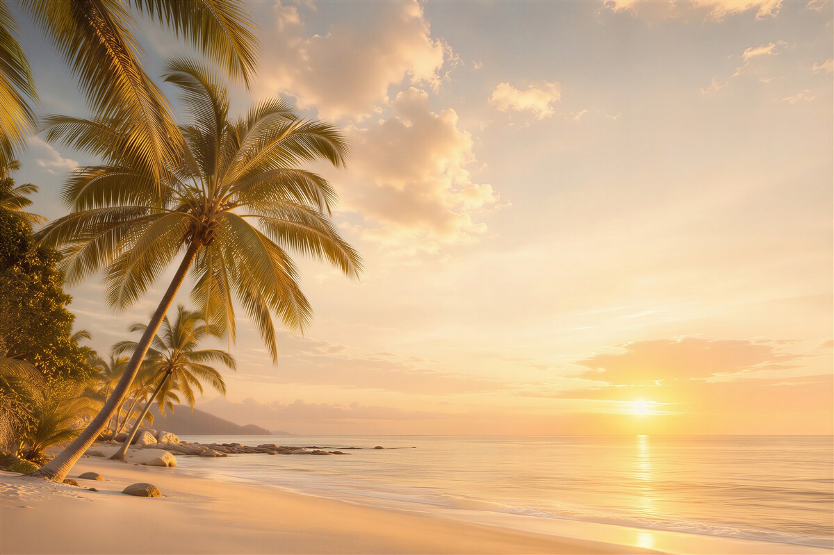 Papier peint coucher de soleil sur la mer