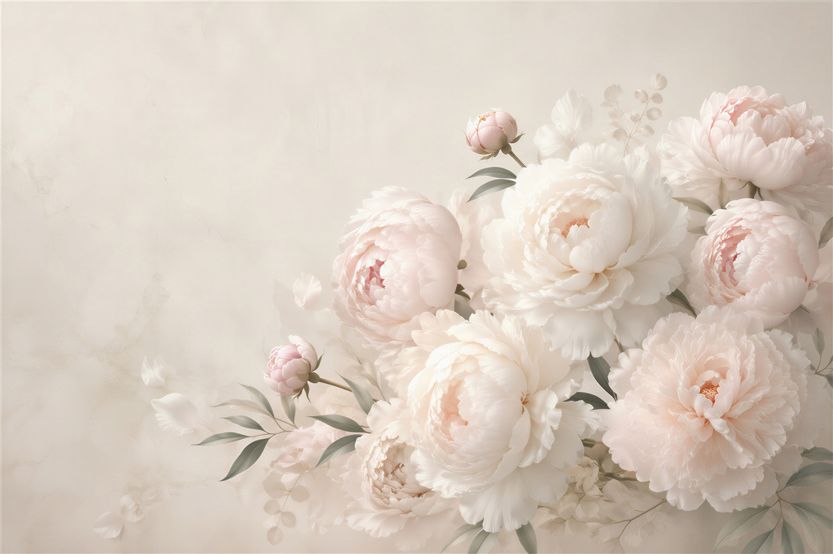 Papier peint pivoines blanches délicates