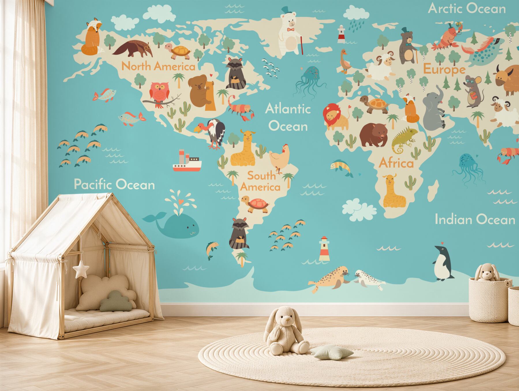 Papier peint carte turquoise