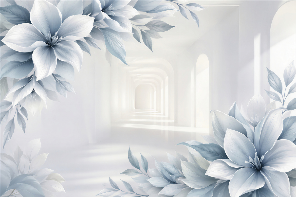 Papier peint fleurs et tunnel infini