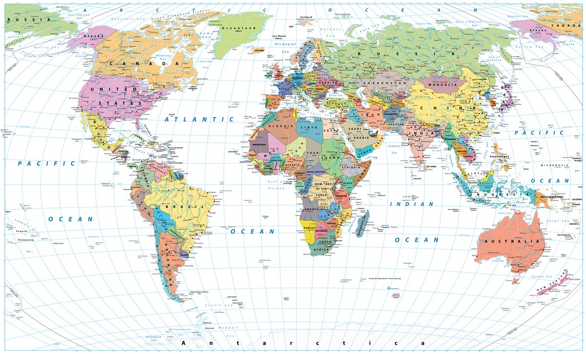 Papier peint carte géopolitique du monde