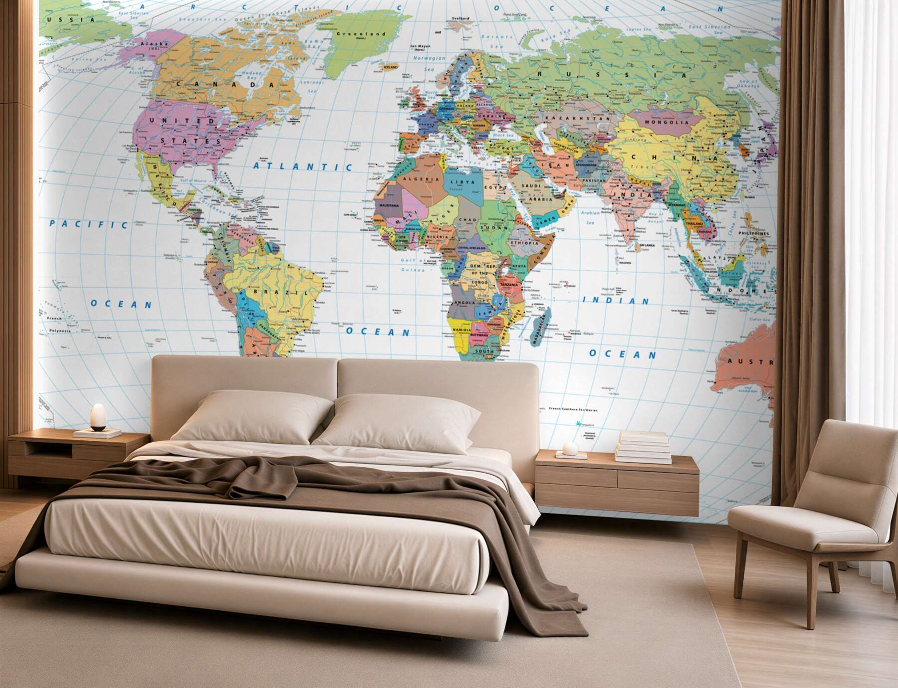 Papier peint carte géopolitique du monde