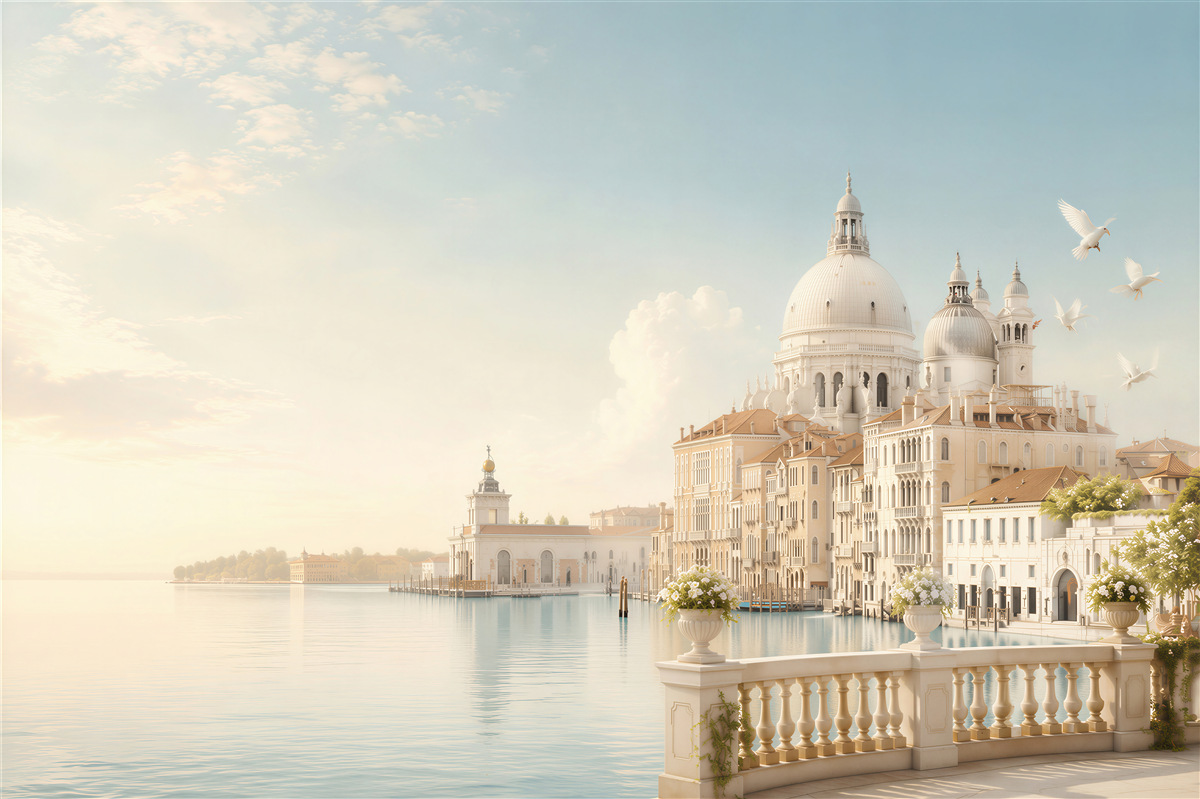 Papier peint panorama de Venise depuis un balcon