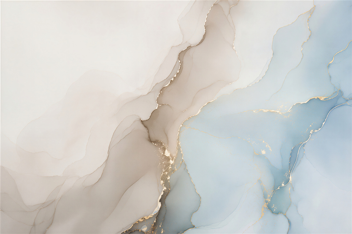 Papier peint marbre gris clair avec or et bleu