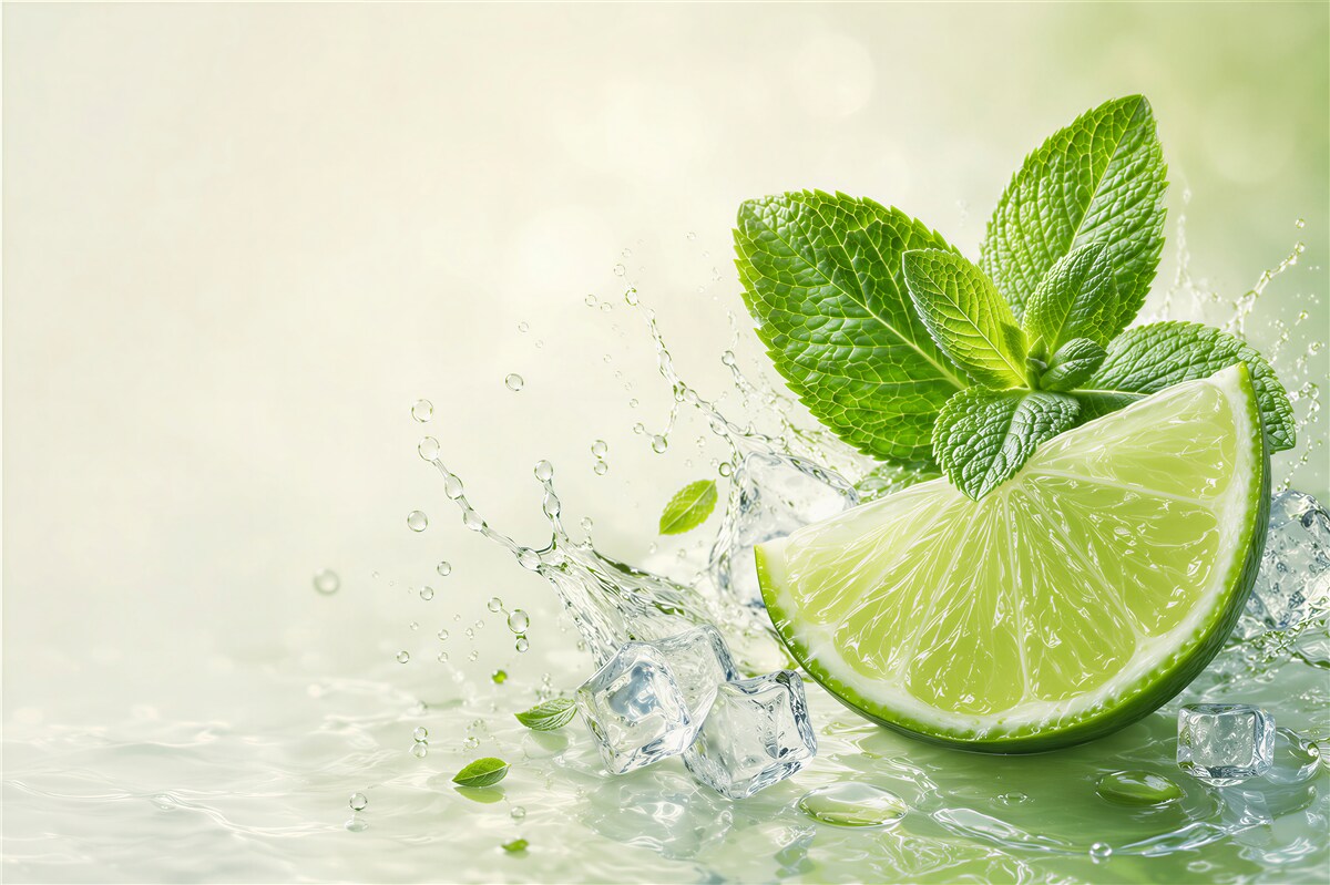 Papier peint mojito avec citron vert et menthe
