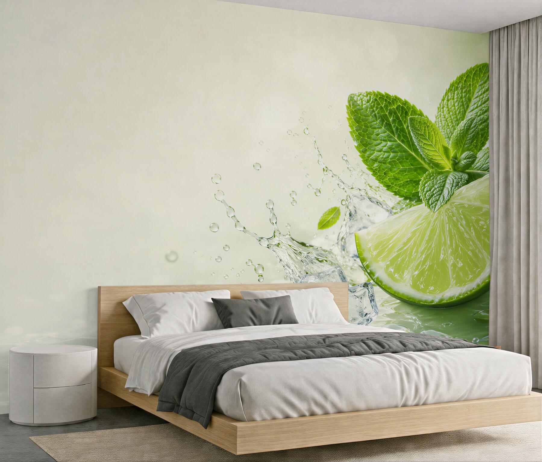 Papier peint mojito avec citron vert et menthe