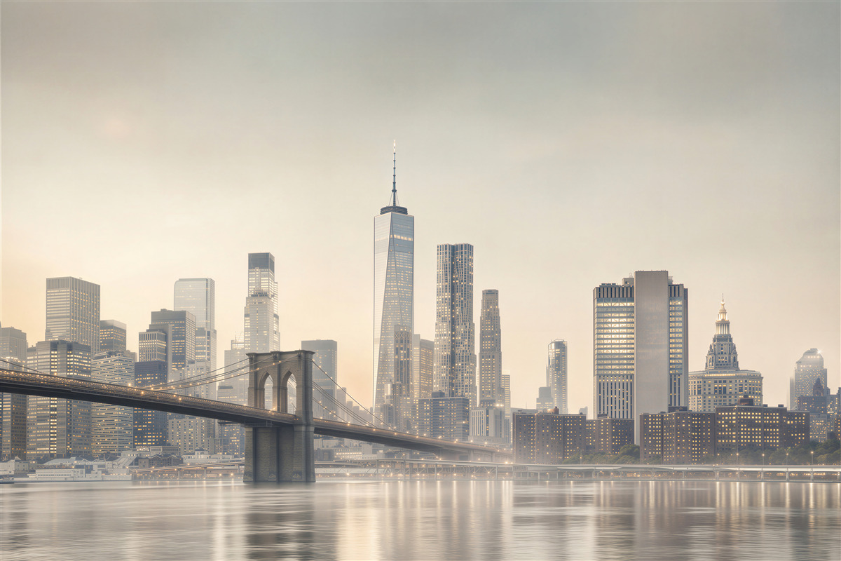 Papier peint Pont de Manhattan la nuit