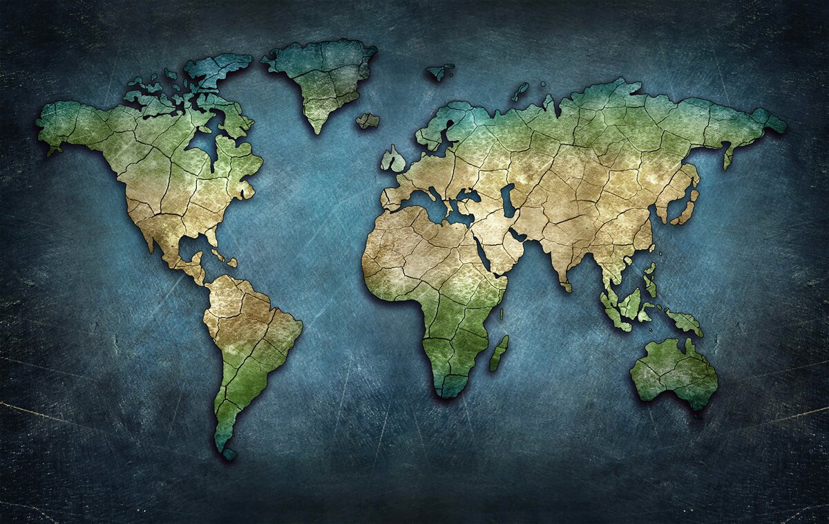 Papier peint carte du monde avec des forêts