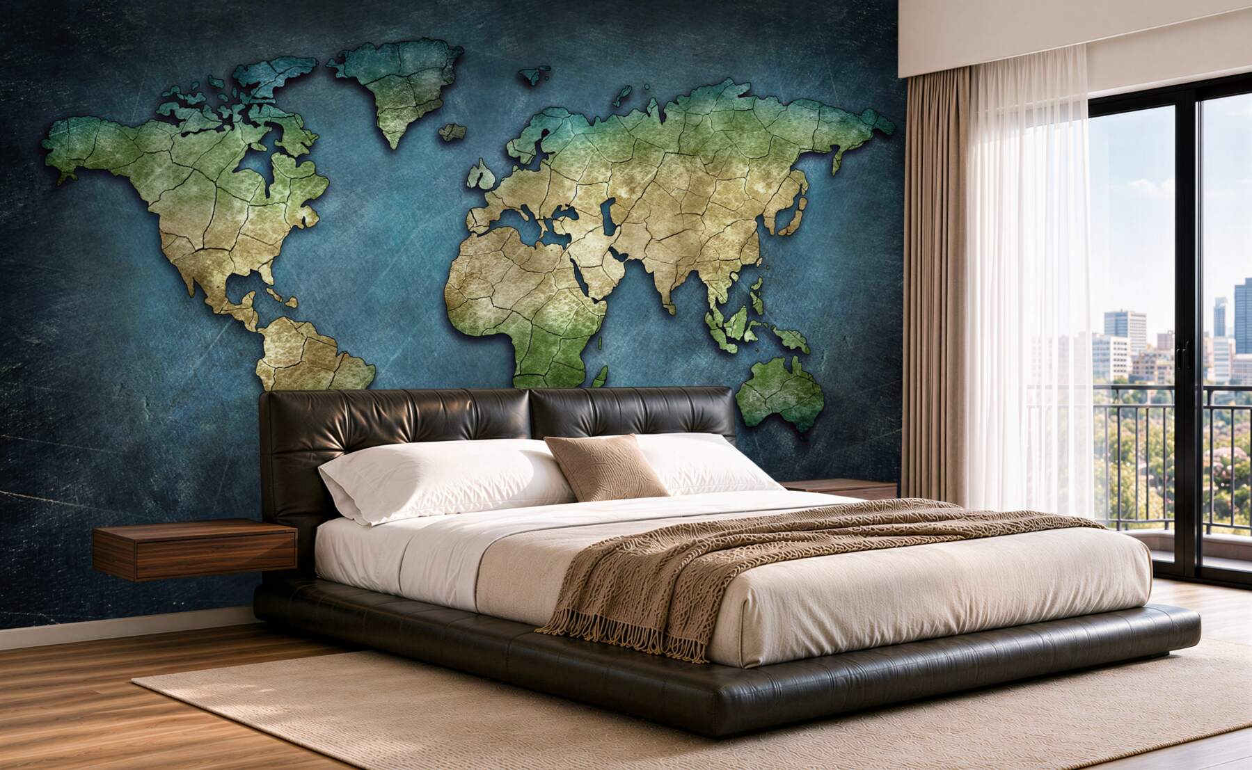 Papier peint carte du monde avec des forêts