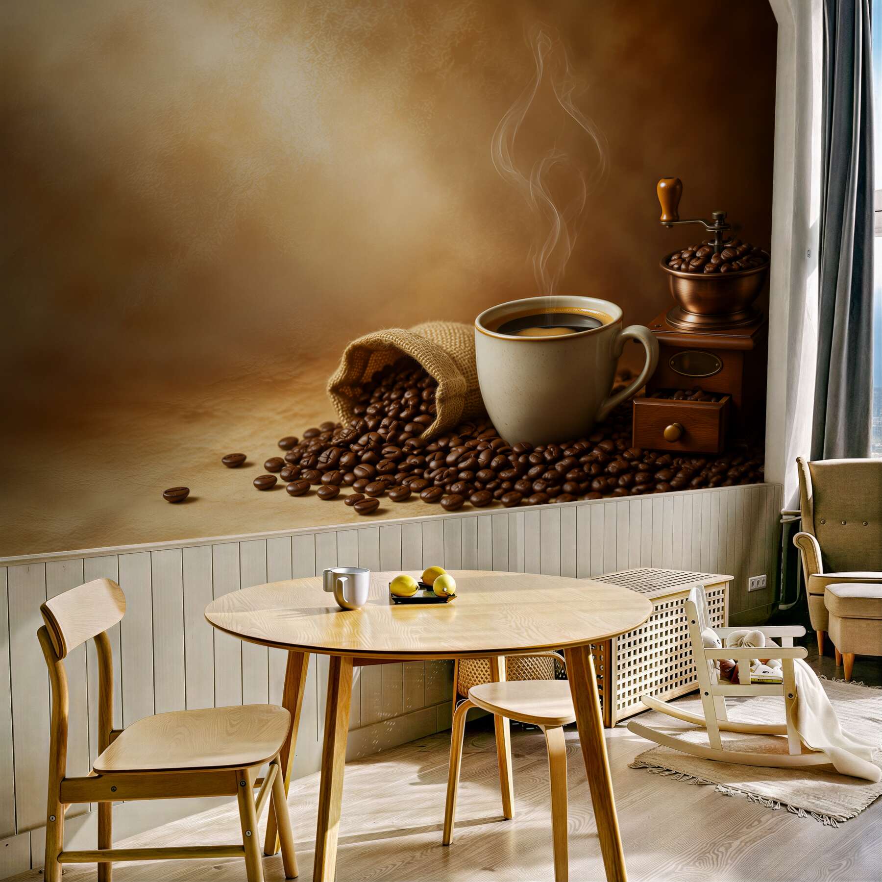 Papier peint mélange de grains de café et de café