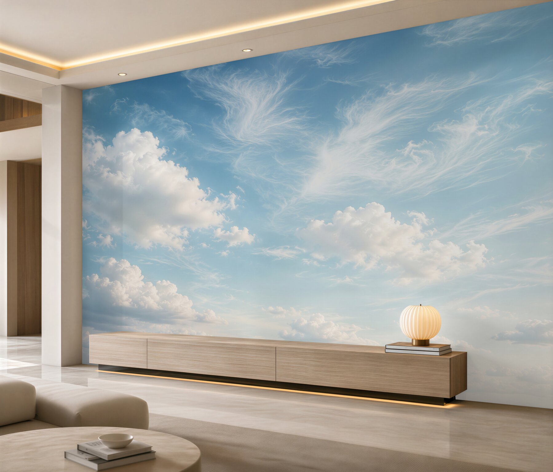Papier peint ciel bleu avec des nuages blancs