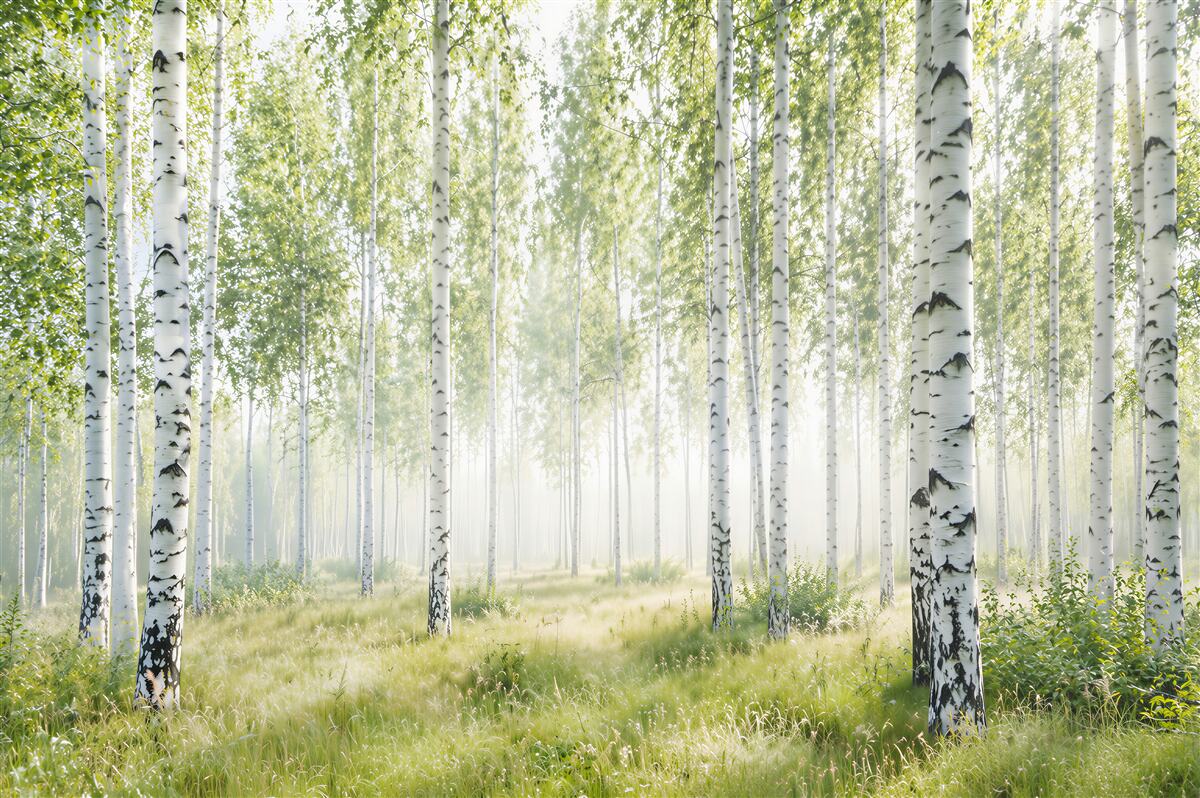 Papier peint forêt de bouleaux élancée
