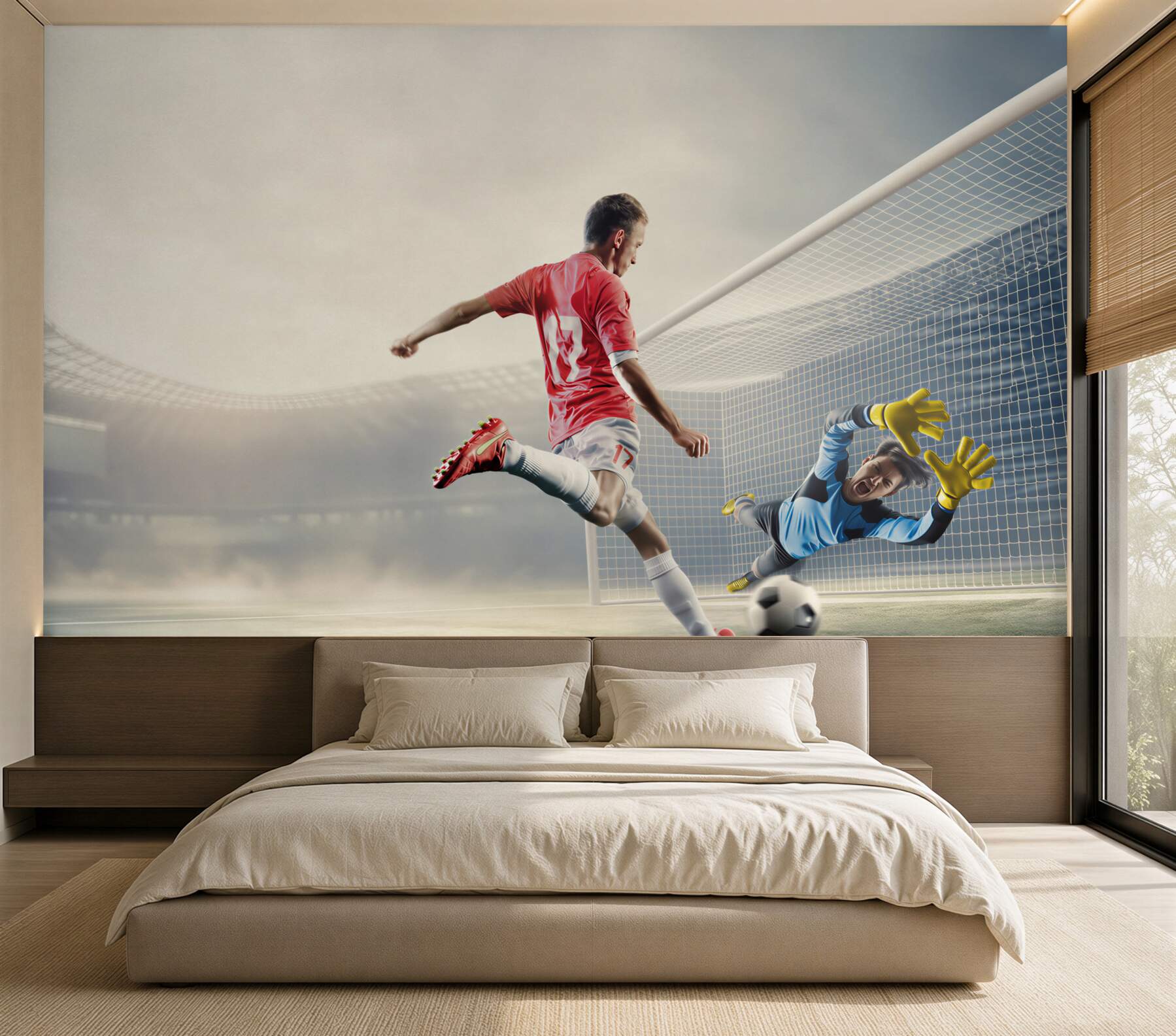 Papier peint footballeur tirant au but