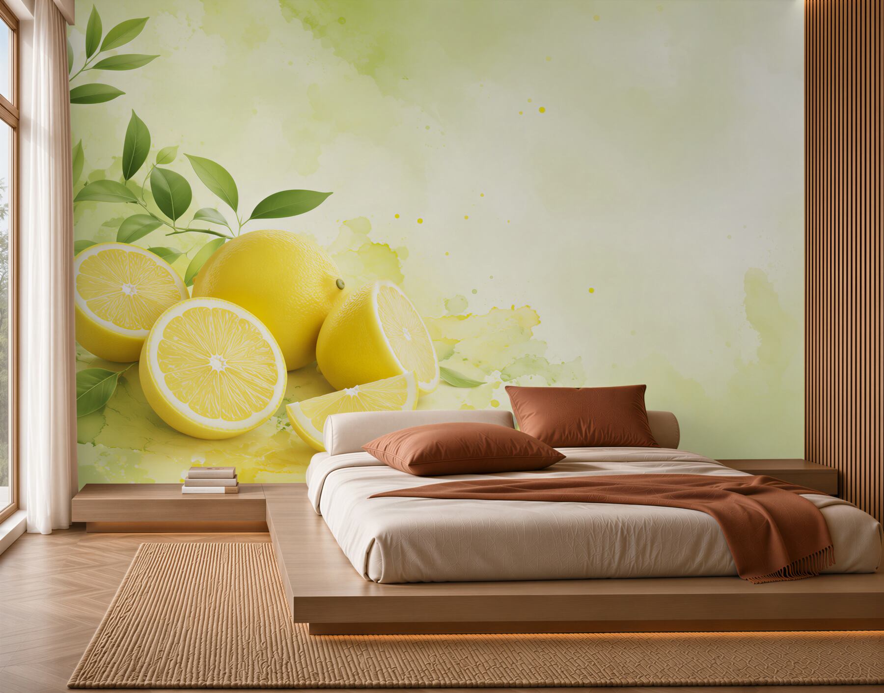 Papier peint citrons jaune clair