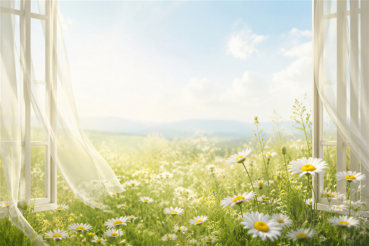 Papier peint vue sur un champ de marguerites