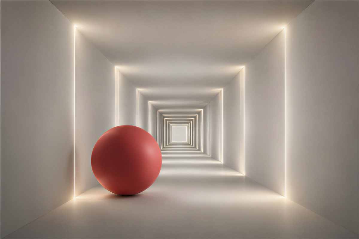 Papier peint balle rouge dans un couloir d'échecs