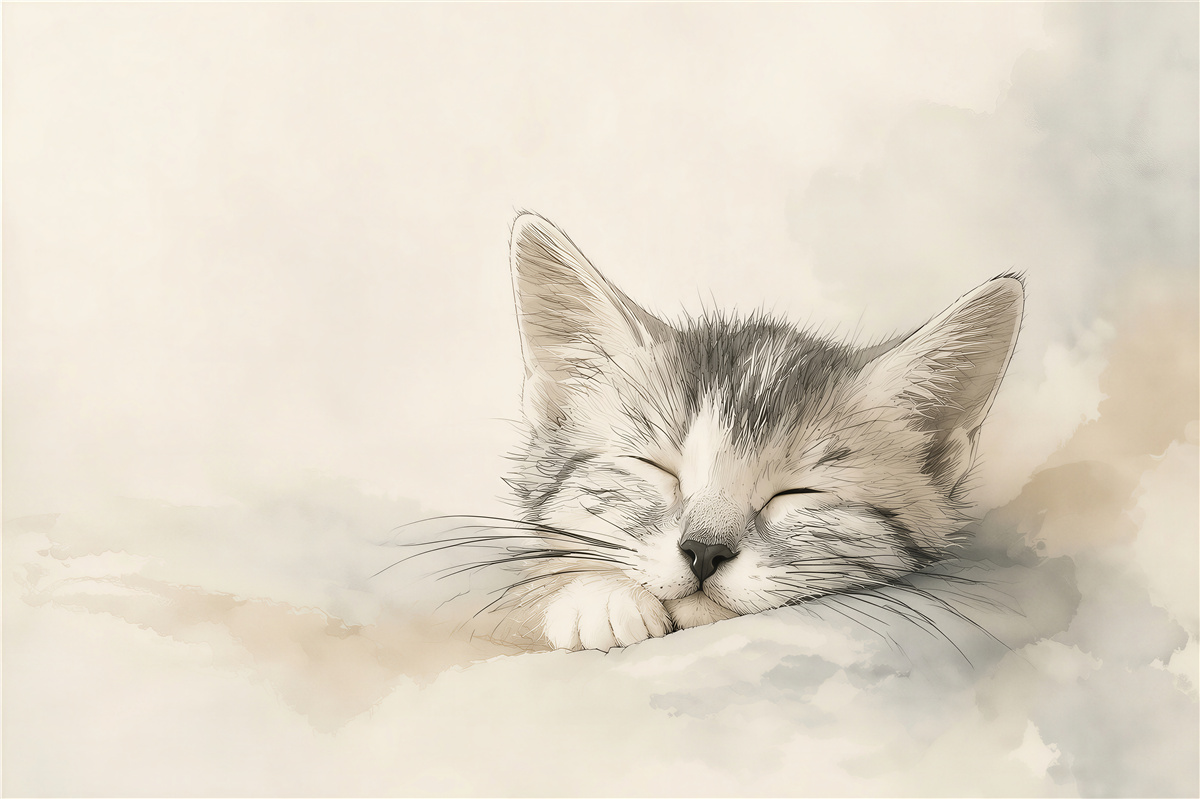 Papier peint Chat dessiné avec les yeux fermés