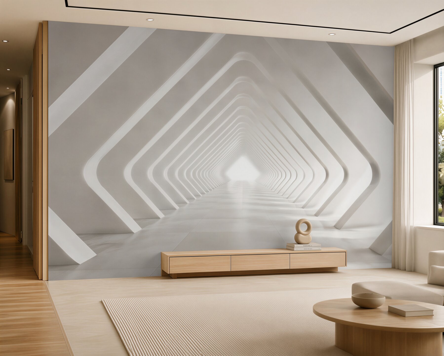 Papier peint tunnel gris sans fin