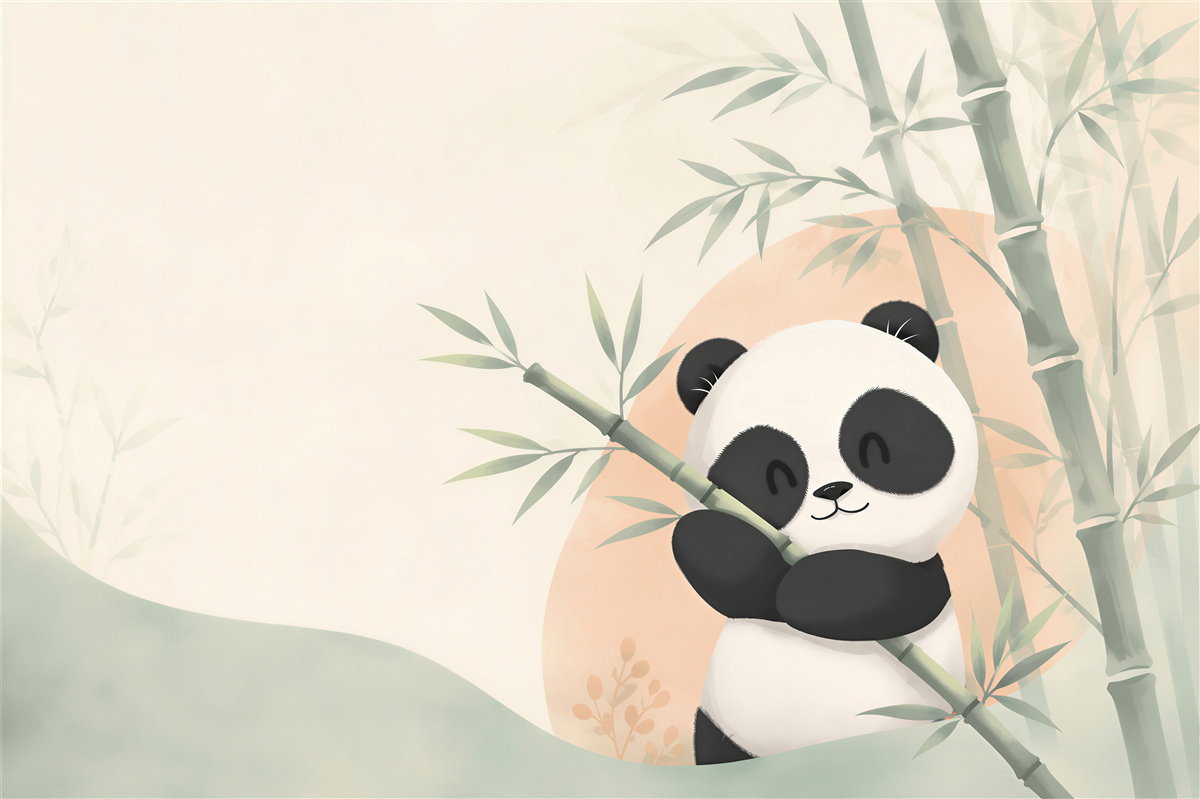 Papier peint Panda étreignant du bambou