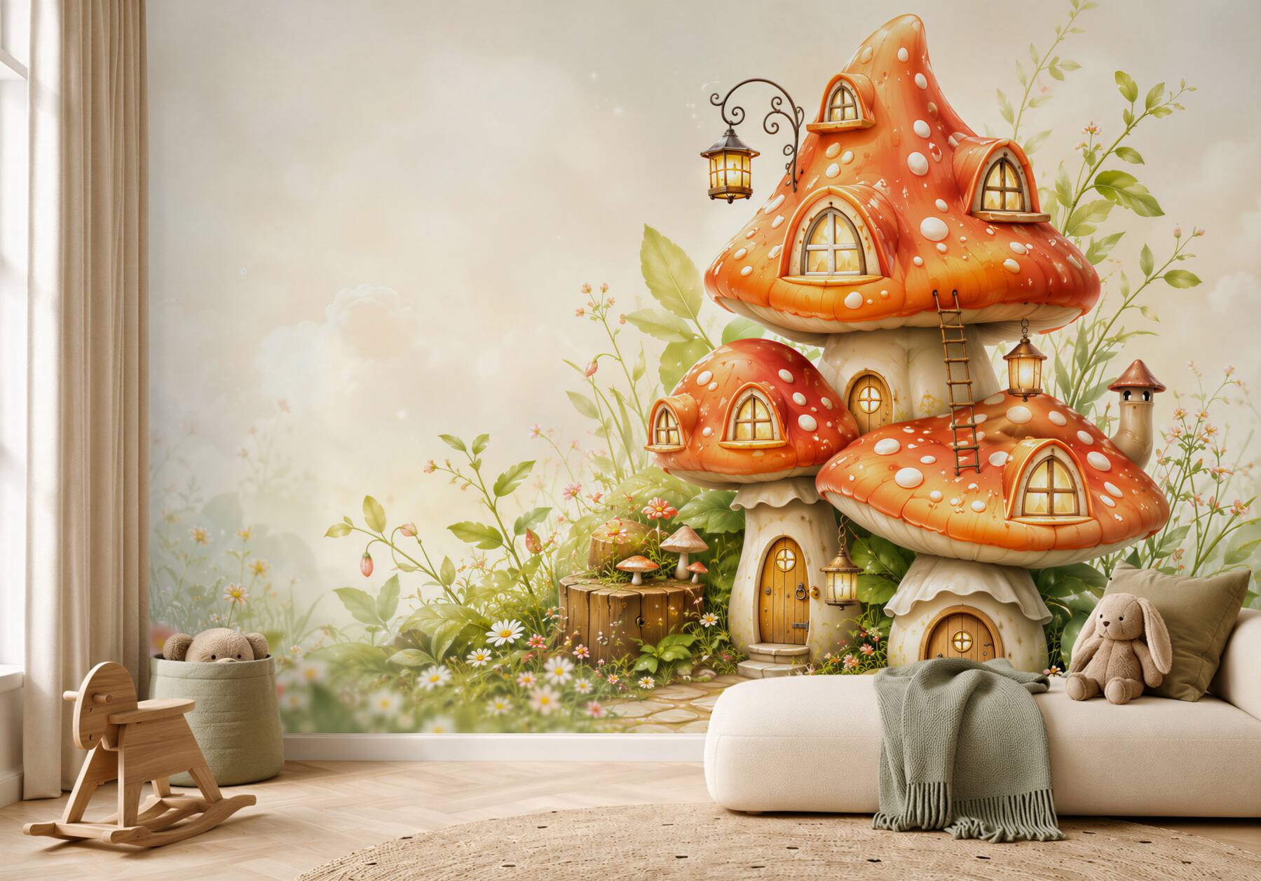 Papier peint Maisons en forme de champignons